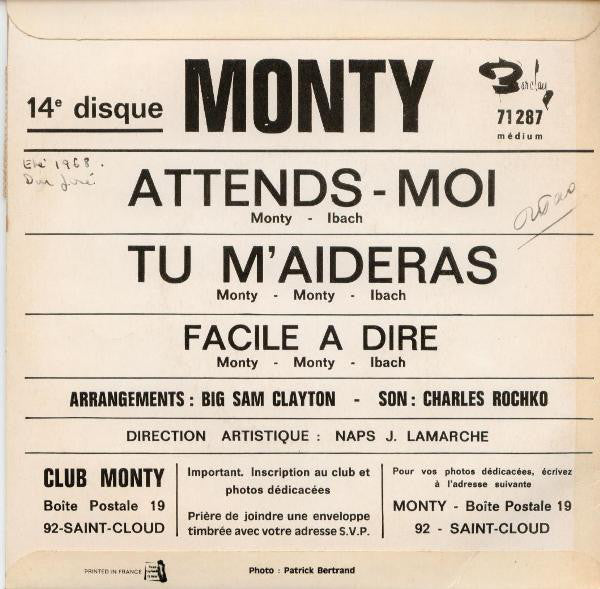 Monty (6) : Attends-Moi (14e Disque) (7", EP)