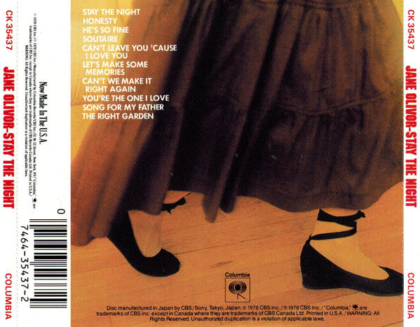 Jane Olivor : Stay The Night (CD, Album, RE)