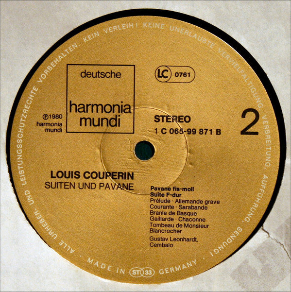 Louis Couperin - Gustav Leonhardt : Suiten Und Pavane (LP, Album, RE)