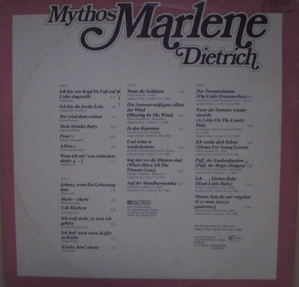 Marlene Dietrich : Mythos Marlene Dietrich (2xLP, Comp, Gat)