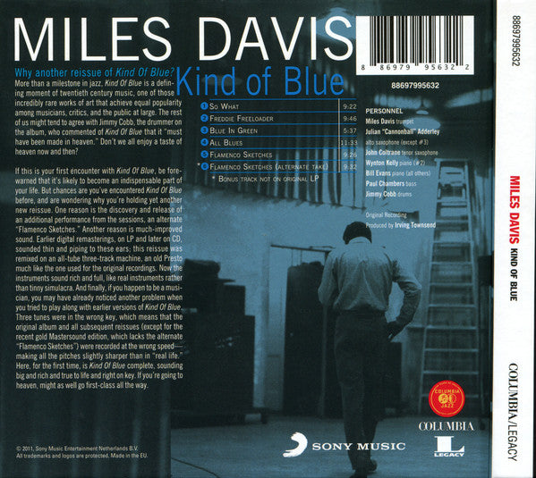 Miles Davis : Kind Of Blue (CD, Album, RE, RM)