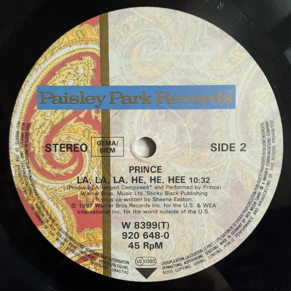 Prince : Sign "O" The Times (12", Maxi)