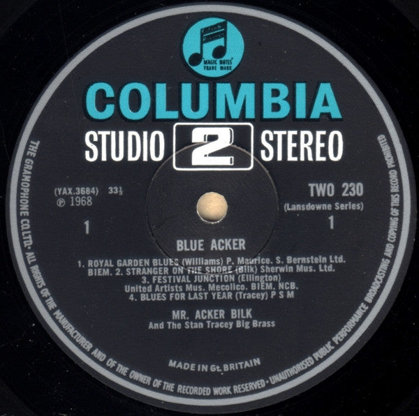 Mr. Acker Bilk* And The Stan Tracey Big Brass : Blue Acker (LP, Album)