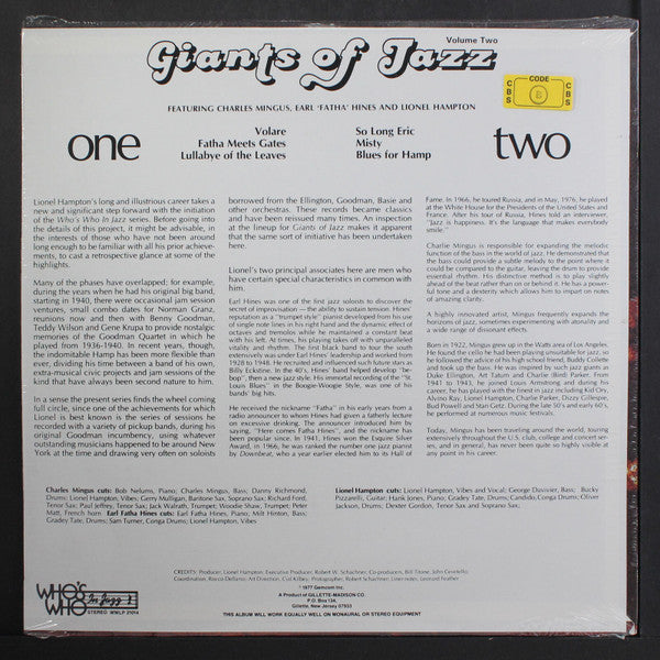 Charles Mingus, Earl Hines, Lionel Hampton : Giants Of Jazz Volume Two (LP)
