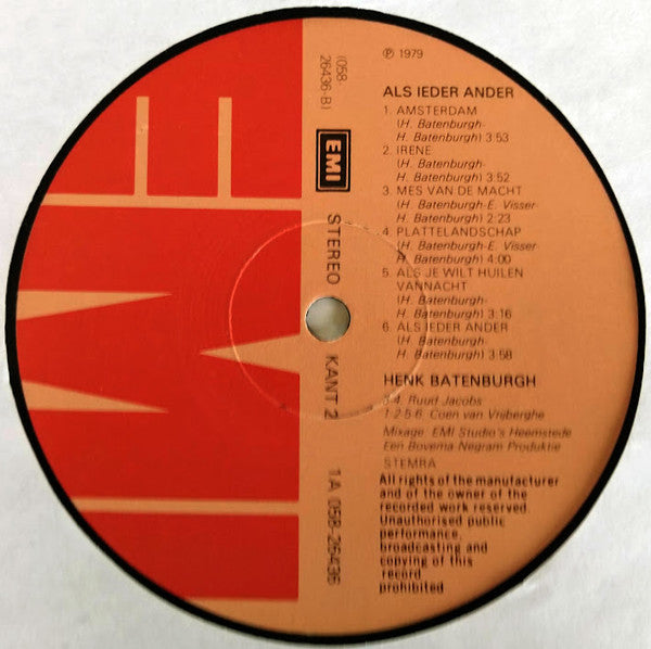 Henk Batenburgh : Als Ieder Ander (LP, Album)