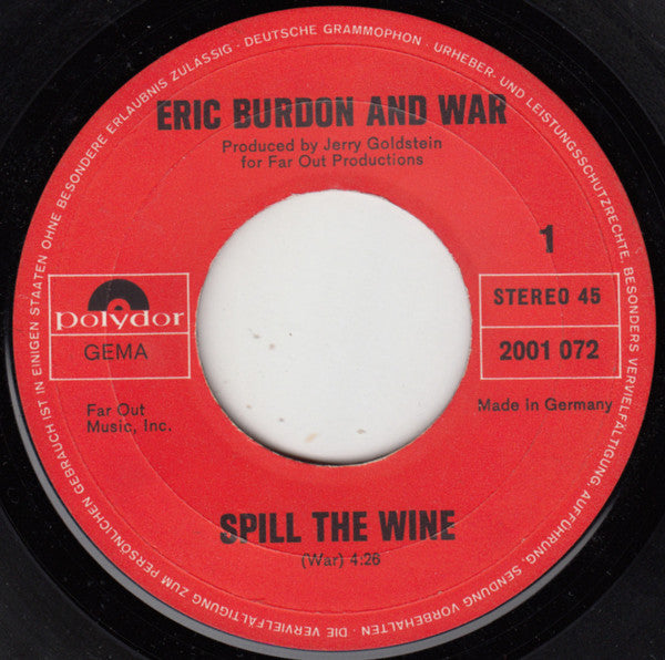 Eric Burdon Declares "War"* : Spill The Wine (7", Single)