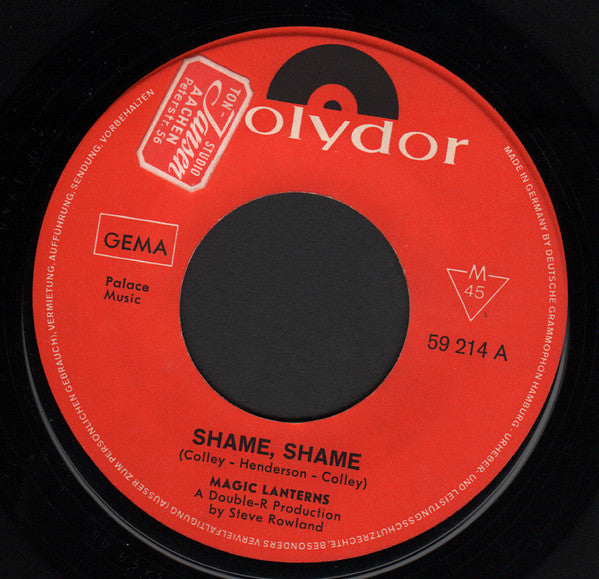 Magic Lanterns : Shame Shame (7", Single, Mono)
