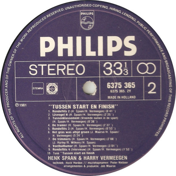 Henk Spaan & Harry Vermeegen : Tussen Start En Finish (LP)