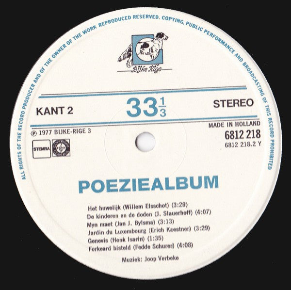 Joop Verbeke : Poezie Album - Zingt Van Dichters (LP)