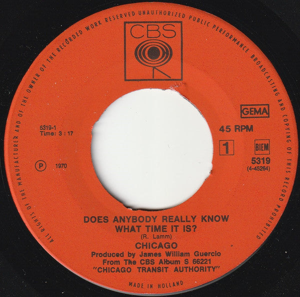 Chicago (2) : Does Anybody Really Know What Time It Is? / Listen (7", Single)