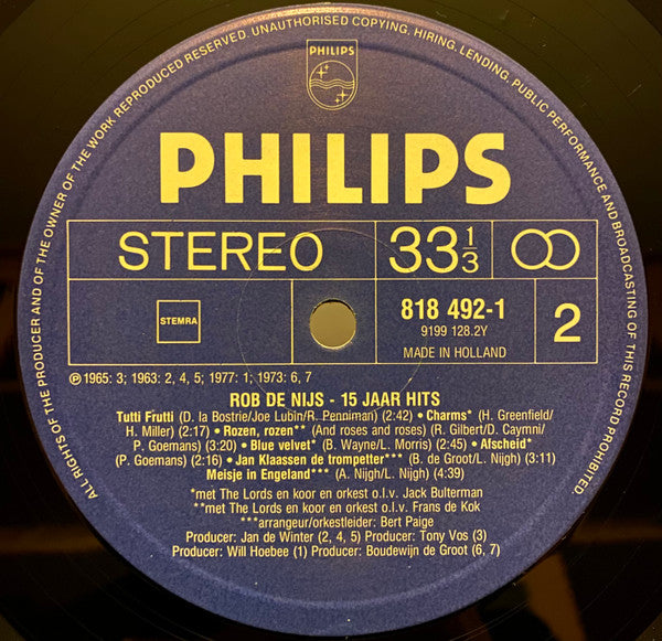 Rob de Nijs : 15 Jaar Hits (2xLP, Comp, RE)