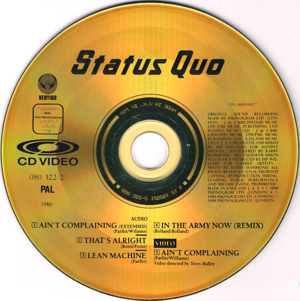 Status Quo : Ain't Complaining (CDV, 5", PAL)