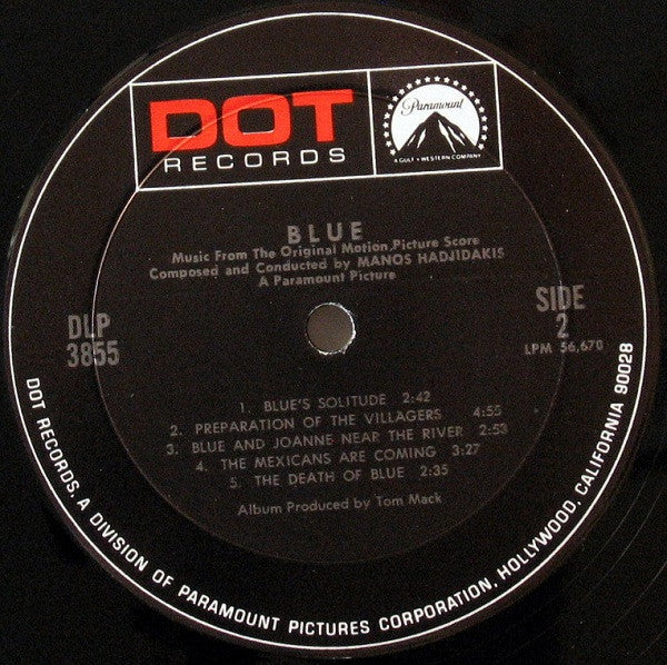 Manos Hadjidakis : Blue (Music From The Original Motion Picture Score) (LP, Album, Mono, In )