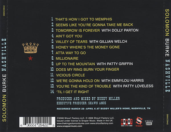 Solomon Burke : Nashville (CD, Album)