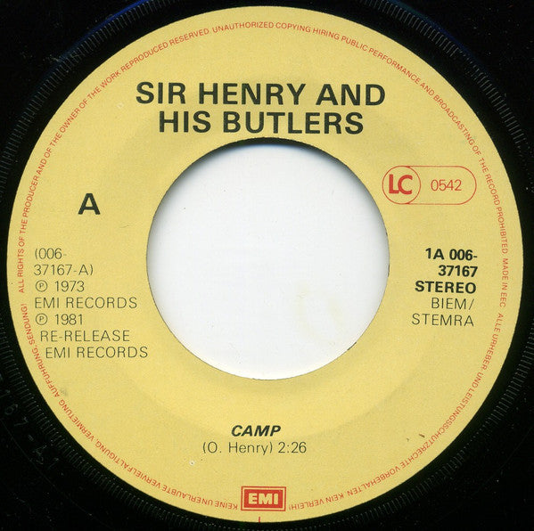 Sir Henry & His Butlers : Camp / Pretty Style (7", RE)