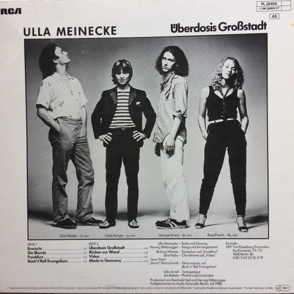 Ulla Meinecke : Überdosis Großstadt (LP, Album)