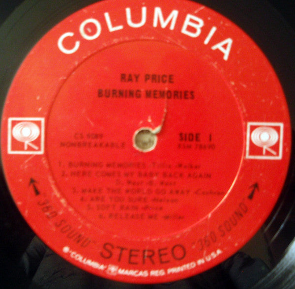 Ray Price : Burning Memories (LP, Album, San)