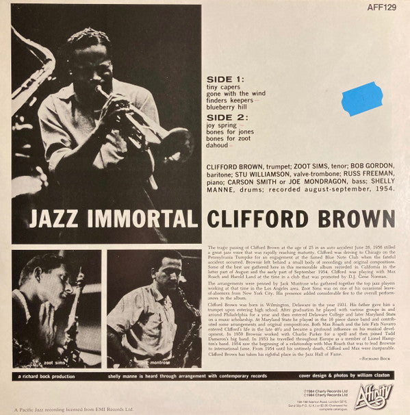 Clifford Brown Featuring Zoot Sims : Jazz Immortal (LP, Album, RE)