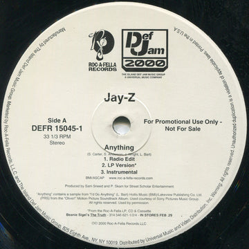 Jay-Z Featuring UGK : Anything / Big Pimpin' (12", Single, Promo)