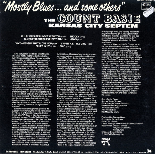 The Count Basie Kansas City Septem* : "Mostly Blues... And Some Others" (LP, Album)
