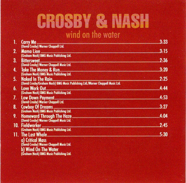 Crosby & Nash : Wind On The Water (CD, Album, RE)