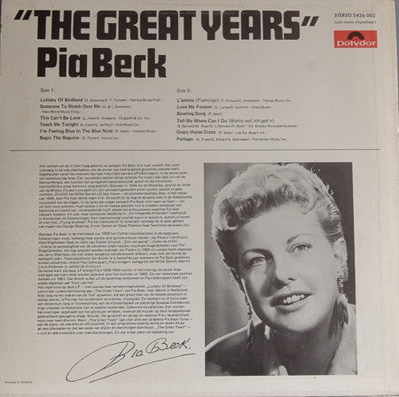 Pia Beck : The Great Years (LP, Comp)