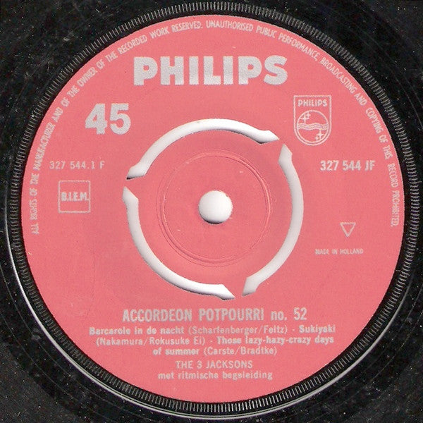 The 3 Jacksons : Accordeon Potpourri No. 52 (7", Single)