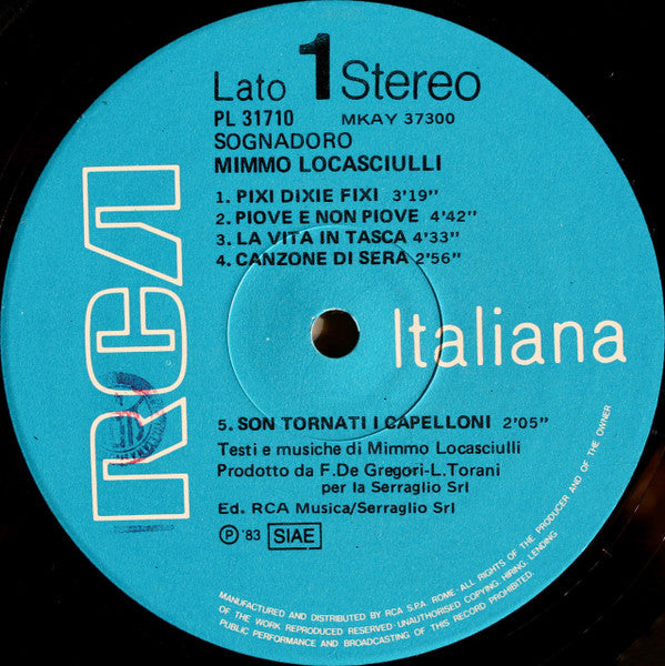 Mimmo Locasciulli : Sognadoro (LP, Album)