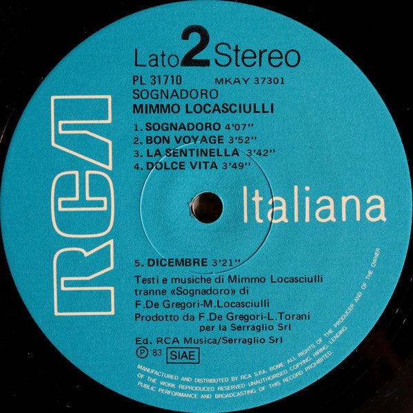 Mimmo Locasciulli : Sognadoro (LP, Album)