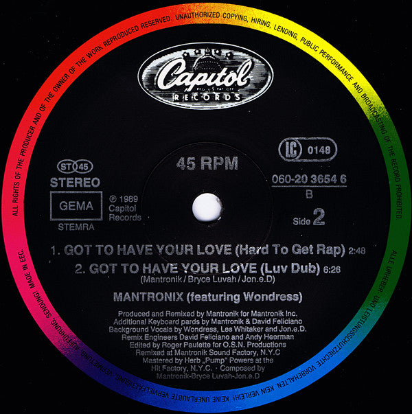 Mantronix Featuring Wondress* : Got To Have Your Love (12", Single)