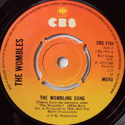 The Wombles : The Wombling Song (7", Single, Mono, RE, Pus)