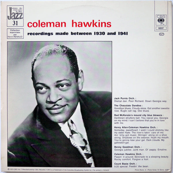 Coleman Hawkins : Recordings Made Between 1930 And 1941 (2xLP, Comp)