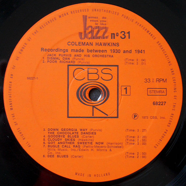 Coleman Hawkins : Recordings Made Between 1930 And 1941 (2xLP, Comp)