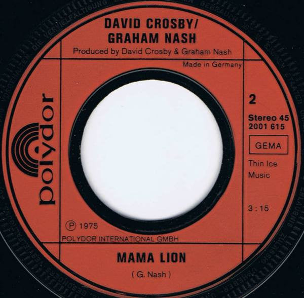 Crosby & Nash : Carry Me (7", Single)