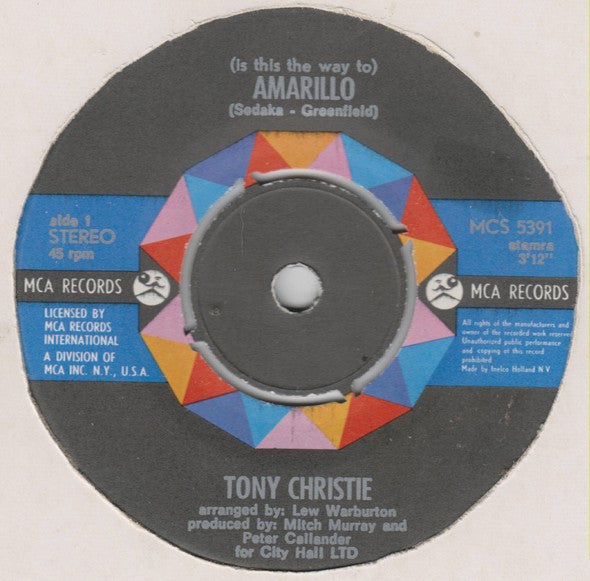 Tony Christie : (Is This The Way To) Amarillo (7", Single)