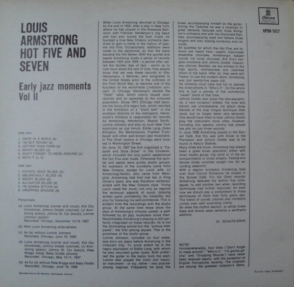 Louis Armstrong & His Hot Five And Louis Armstrong & His Hot Seven : Early Jazz Moments Vol. II (LP, Comp)