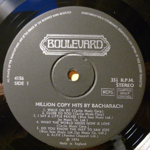 The Manhattan Stars : Million Copy Hit Songs Made Famous By Burt Bacharach Sung By The Manhattan Stars (LP)