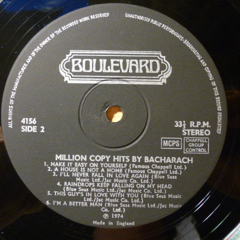 The Manhattan Stars : Million Copy Hit Songs Made Famous By Burt Bacharach Sung By The Manhattan Stars (LP)