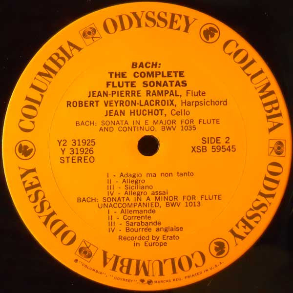 Bach* - Jean-Pierre Rampal : The Complete Flute Sonatas (2xLP, RE, Gat)