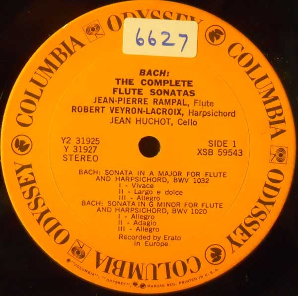 Bach* - Jean-Pierre Rampal : The Complete Flute Sonatas (2xLP, RE, Gat)