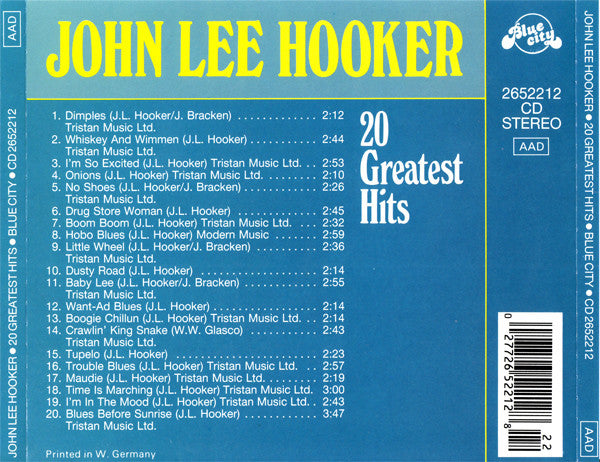 John Lee Hooker : 20 Greatest Hits (CD, Comp)