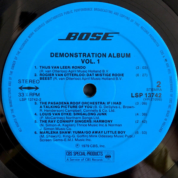 Various : Bose Demonstration Album Vol.1/Bose Demonstratie LP Volume 1 (LP, Comp)
