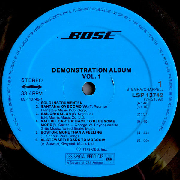 Various : Bose Demonstration Album Vol.1/Bose Demonstratie LP Volume 1 (LP, Comp)