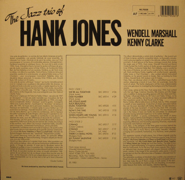 Hank Jones : The Jazz Trio Of Hank Jones (LP, Album, Mono, RE)
