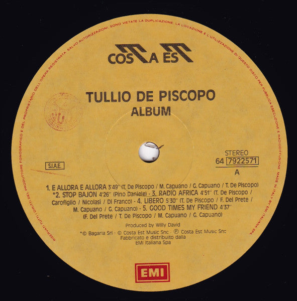 Tullio De Piscopo : Album (LP, Album)