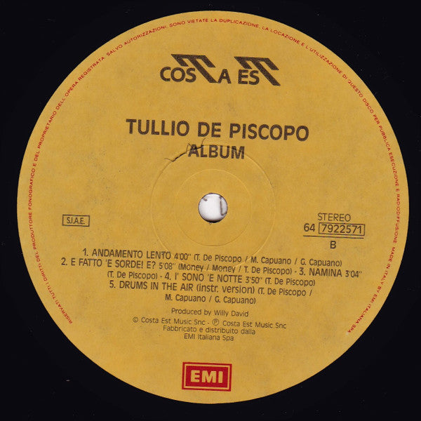 Tullio De Piscopo : Album (LP, Album)