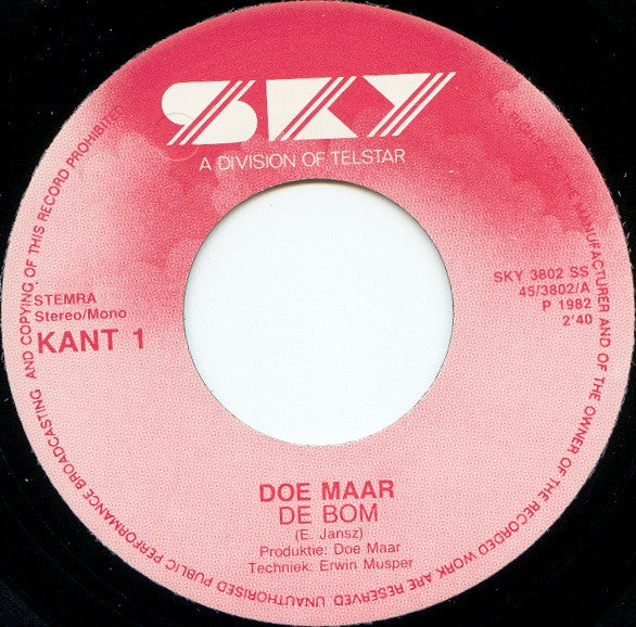 Doe Maar : De Bom (7", Single)