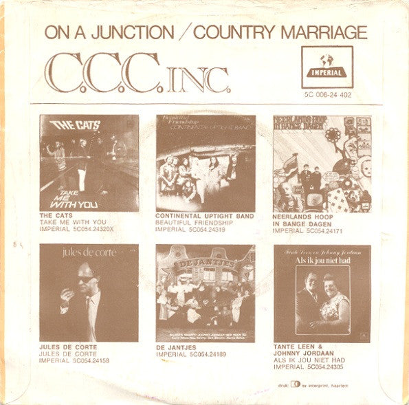 C.C.C. Inc. : On A Junction / Country Marriage (7", Single)