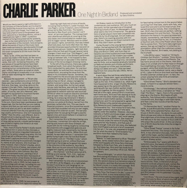 Charlie Parker : One Night In Birdland (2xLP, Album, Mono)