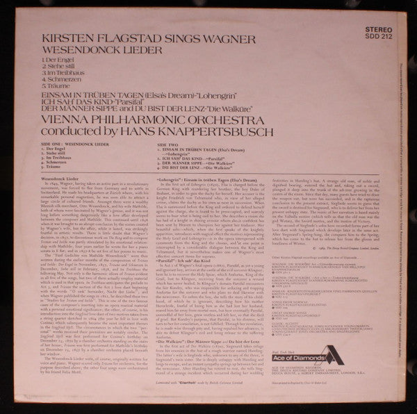 Kirsten Flagstad Sings Richard Wagner - Wiener Philharmoniker, Hans Knappertsbusch : Wesendonk Lieder (LP, RE)